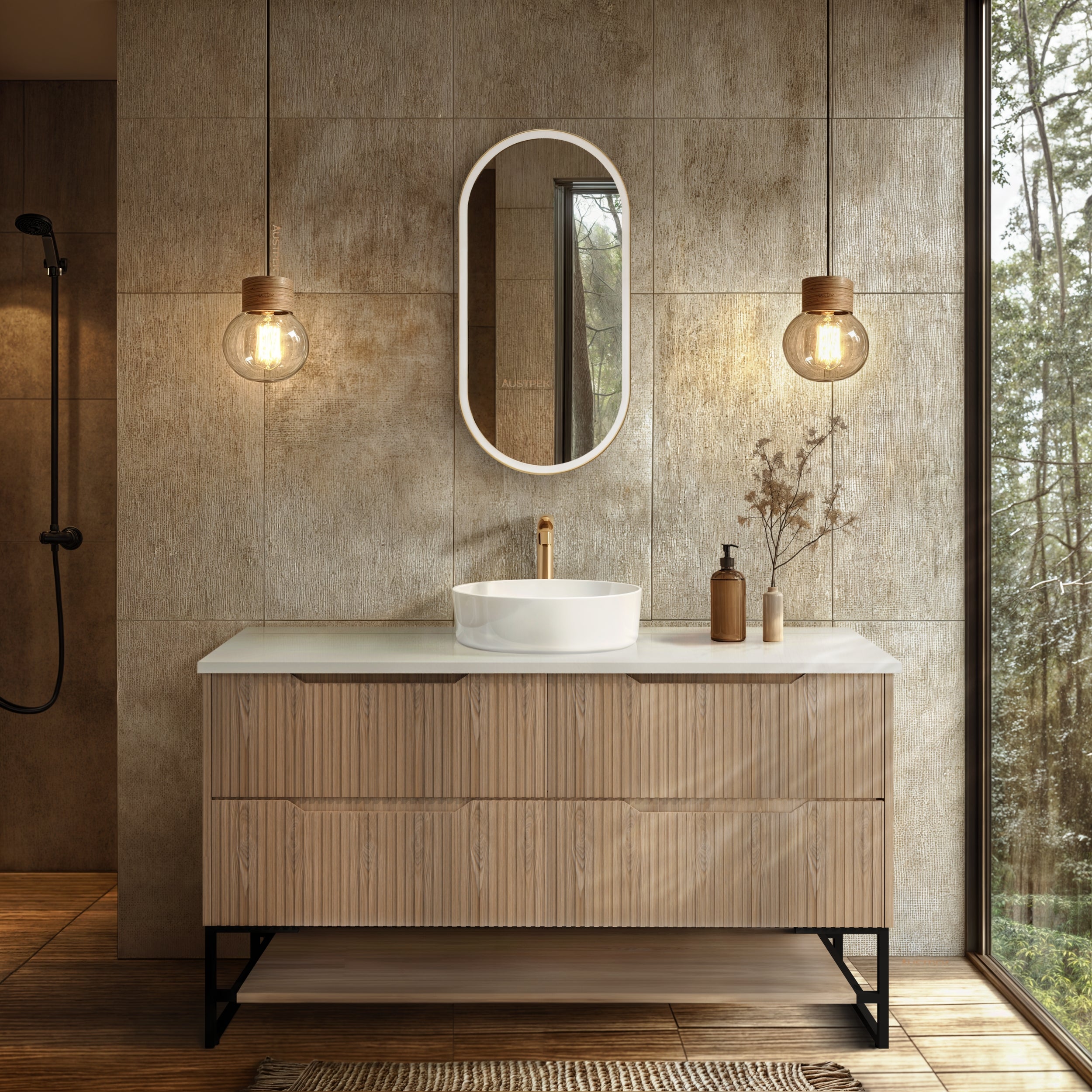 RIVA BALI AMERICAN OAK 1500MM SINGLE BOWL FLOOR STANDING VANITY