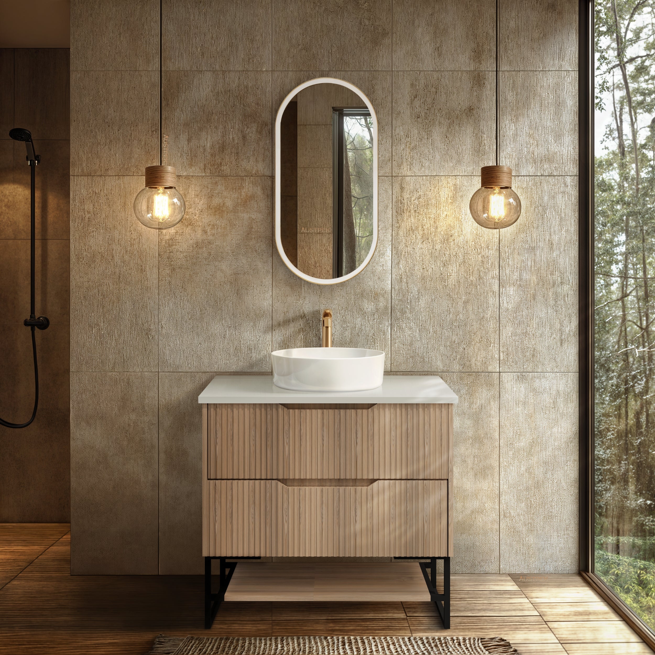 RIVA BALI AMERICAN OAK 900MM SINGLE BOWL FLOOR STANDING VANITY