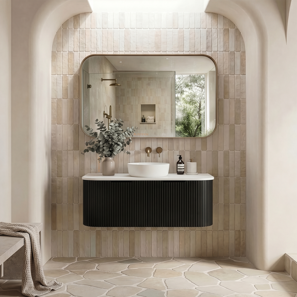 RIVA BERGEN MATTE BLACK 1200MM SINGLE BOWL WALL HUNG VANITY