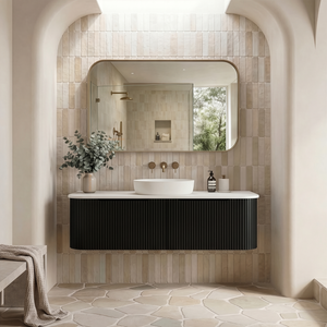 RIVA BERGEN MATTE BLACK 1500MM SINGLE BOWL WALL HUNG VANITY