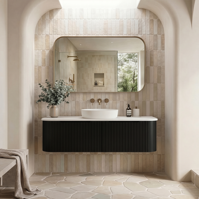 RIVA BERGEN MATTE BLACK 1500MM SINGLE BOWL WALL HUNG VANITY