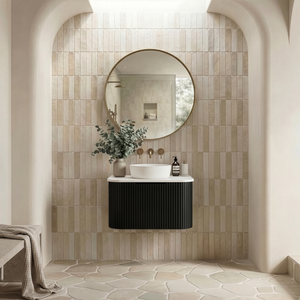 RIVA BERGEN MATTE BLACK 750MM SINGLE BOWL WALL HUNG VANITY