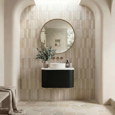 RIVA BERGEN MATTE BLACK 750MM SINGLE BOWL WALL HUNG VANITY