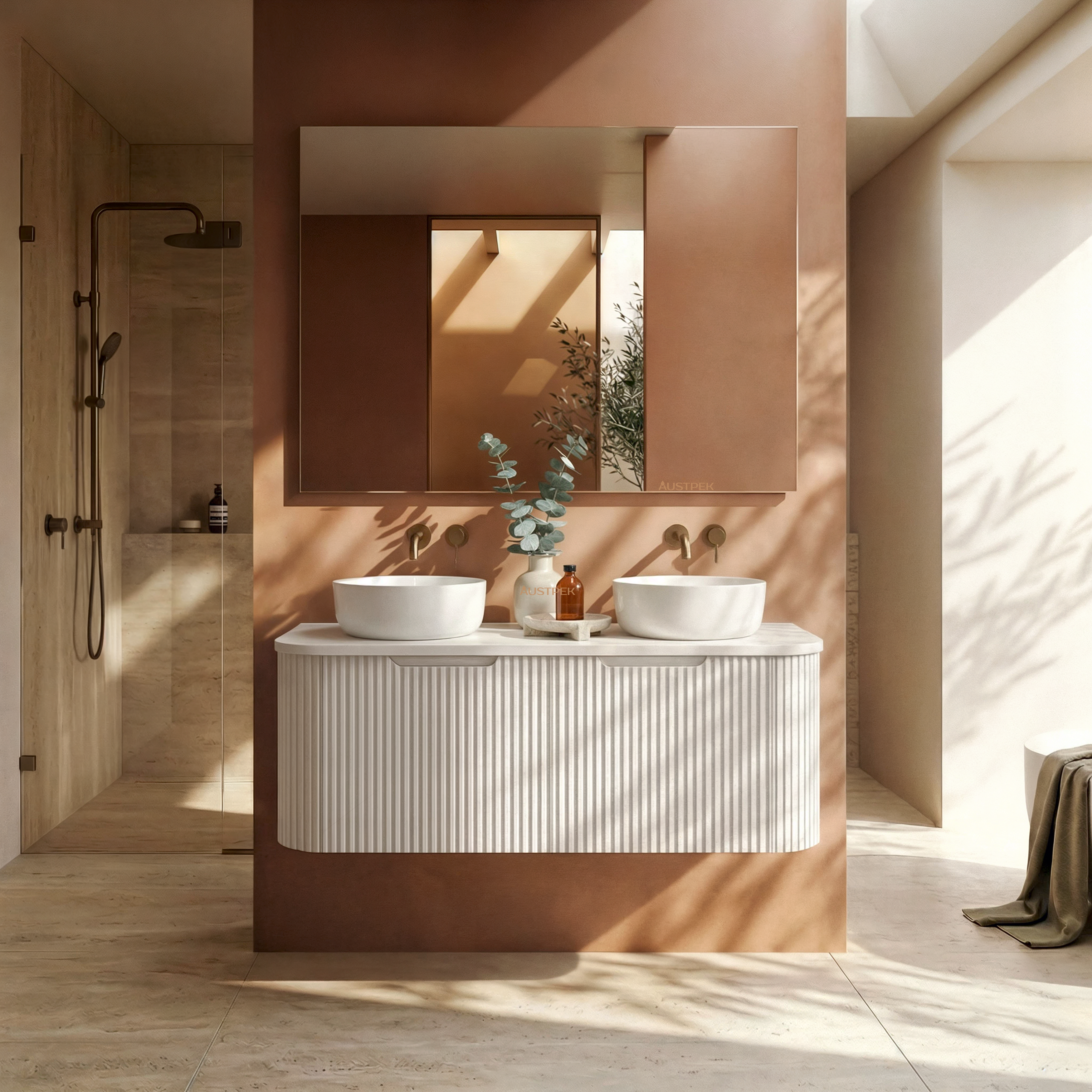 RIVA BERGEN MATTE WHITE 1200MM DOUBLE BOWL WALL HUNG VANITY