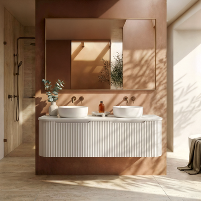 RIVA BERGEN MATTE WHITE 1500MM DOUBLE BOWL WALL HUNG VANITY