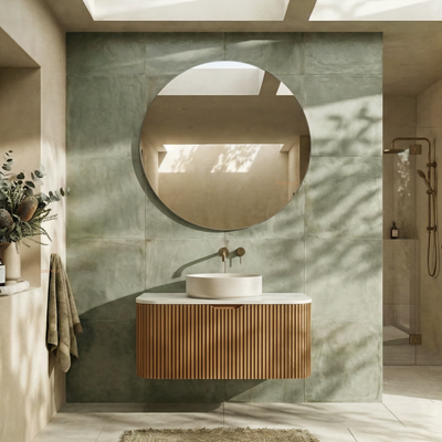 RIVA BERGEN SOLID TIMBER 900MM SINGLE BOWL WALL HUNG VANITY