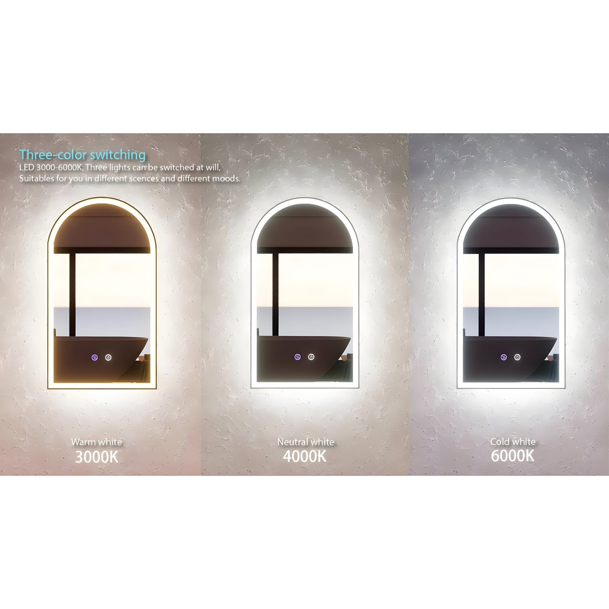 RIVA O1 FRAMED OVAL LED MIRROR 3 COLOUR LIGHTS BRUSHED COPPER 450X900MM