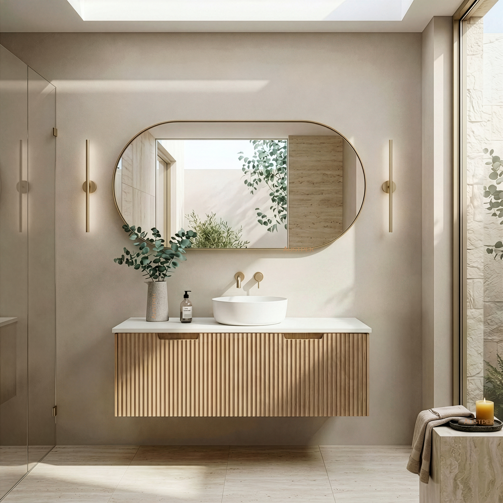 RIVA VIENNA AMERICAN OAK 1200MM SINGLE BOWL WALL HUNG VANITY