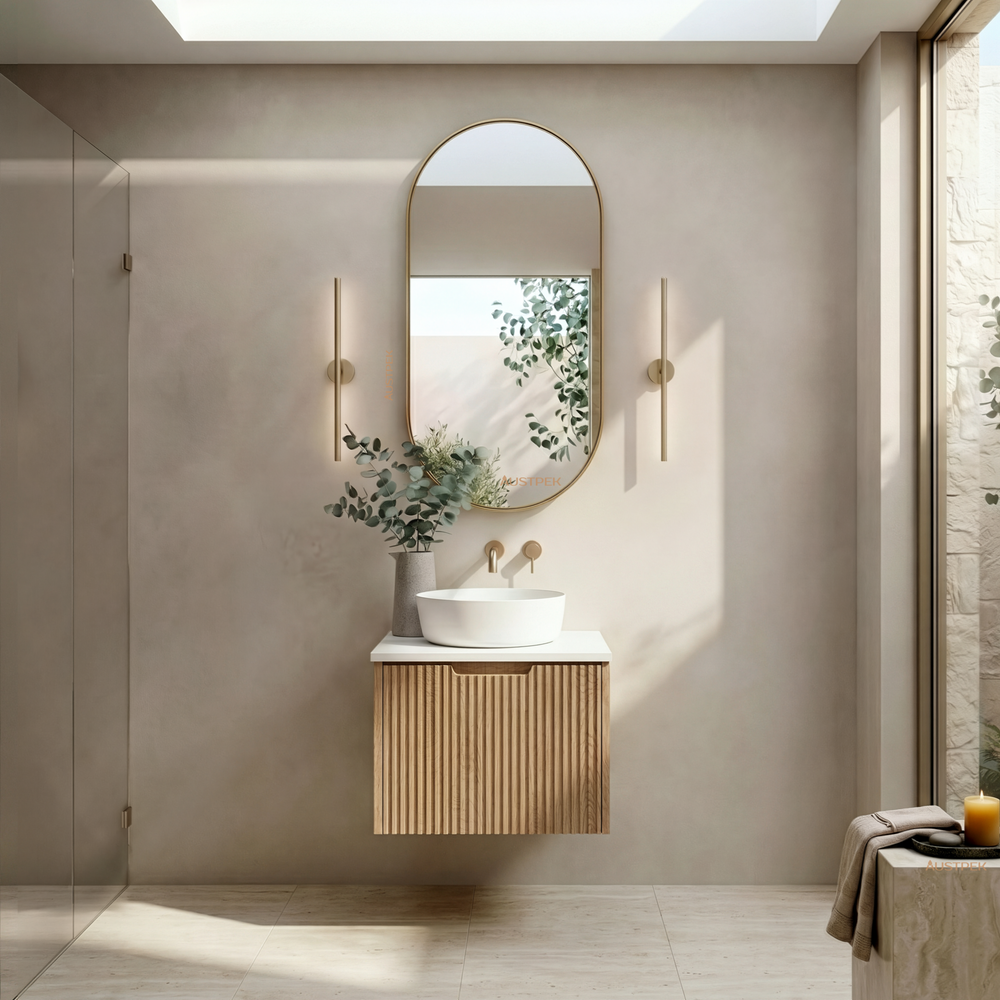 RIVA VIENNA AMERICAN OAK 600MM SINGLE BOWL WALL HUNG VANITY