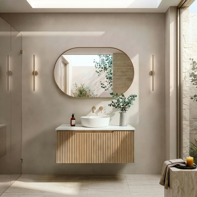 RIVA VIENNA AMERICAN OAK 900MM SINGLE BOWL WALL HUNG VANITY