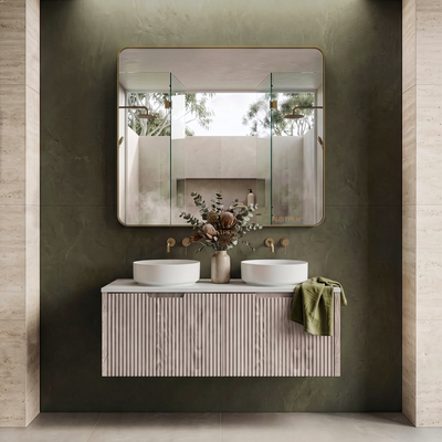 RIVA VIENNA WHITE OAK 1200MM DOUBLE BOWL WALL HUNG VANITY