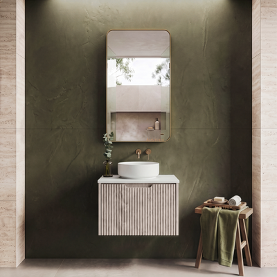 RIVA VIENNA WHITE OAK 600MM SINGLE BOWL WALL HUNG VANITY