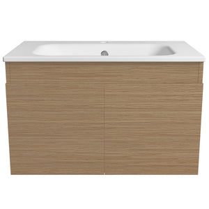 TIMBERLINE ROCKFORD PRIME OAK WOODMATT 750MM SINGLE BOWL WALL HUNG VANITY