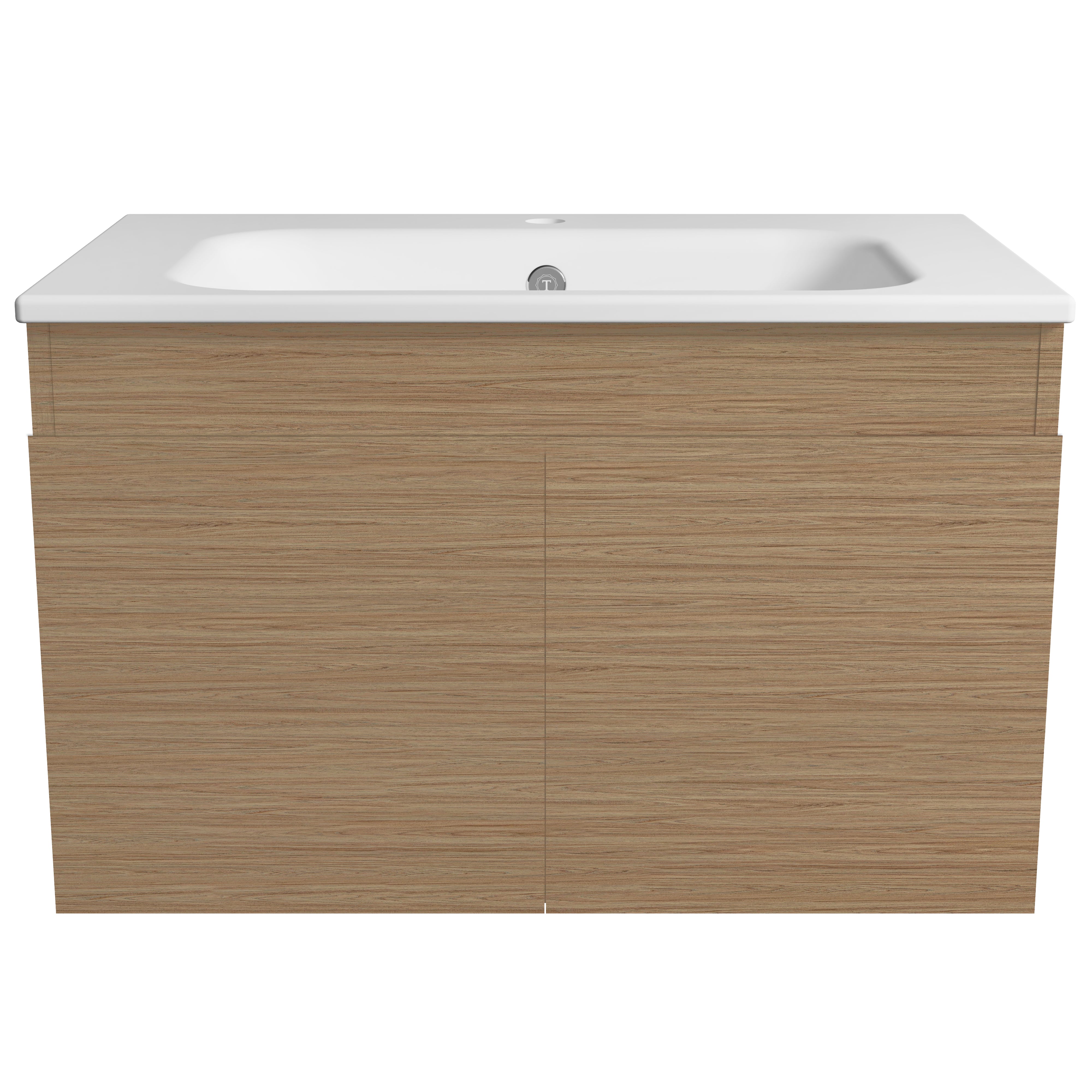 TIMBERLINE ROCKFORD PRIME OAK WOODMATT 750MM SINGLE BOWL WALL HUNG VANITY