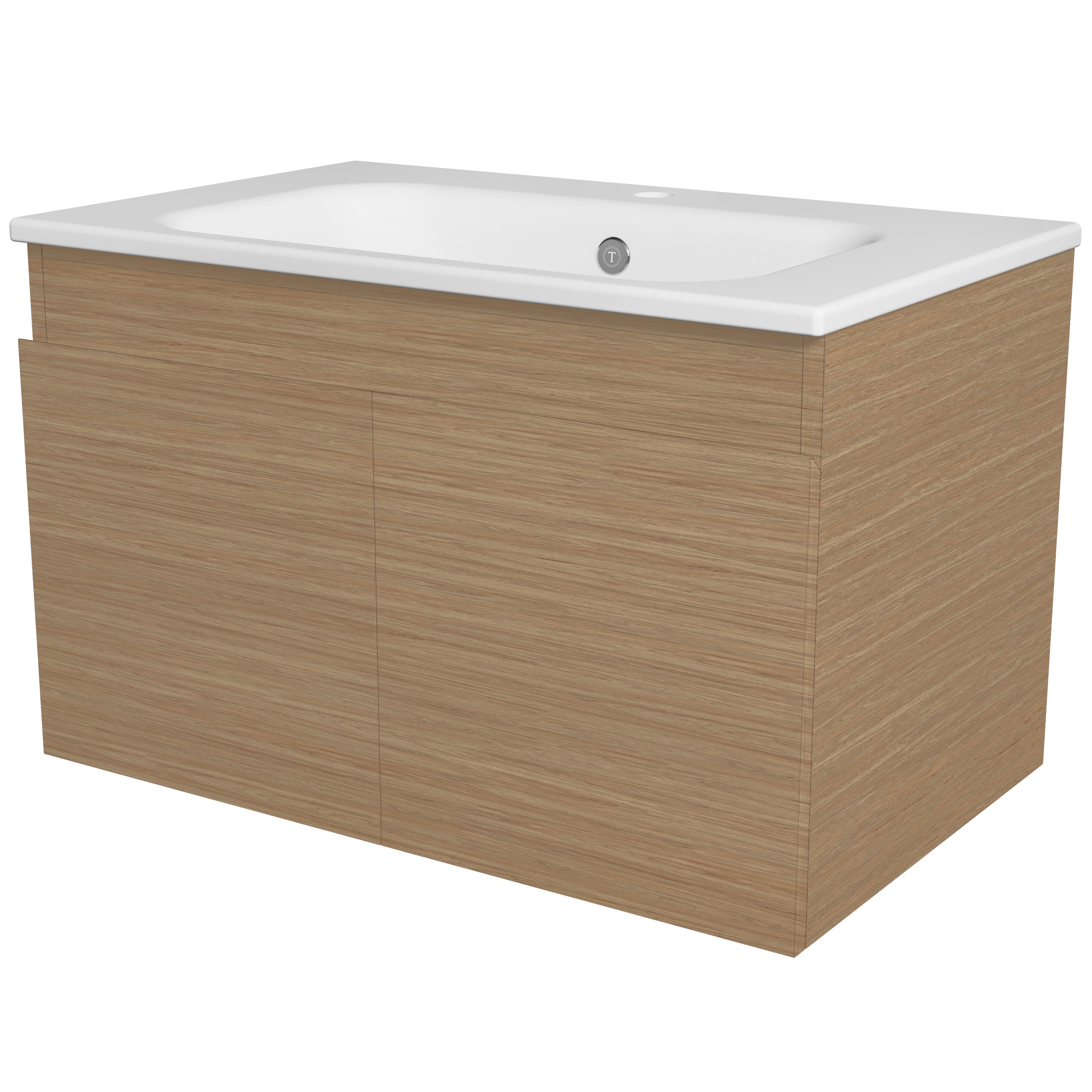 TIMBERLINE ROCKFORD PRIME OAK WOODMATT 750MM SINGLE BOWL WALL HUNG VANITY
