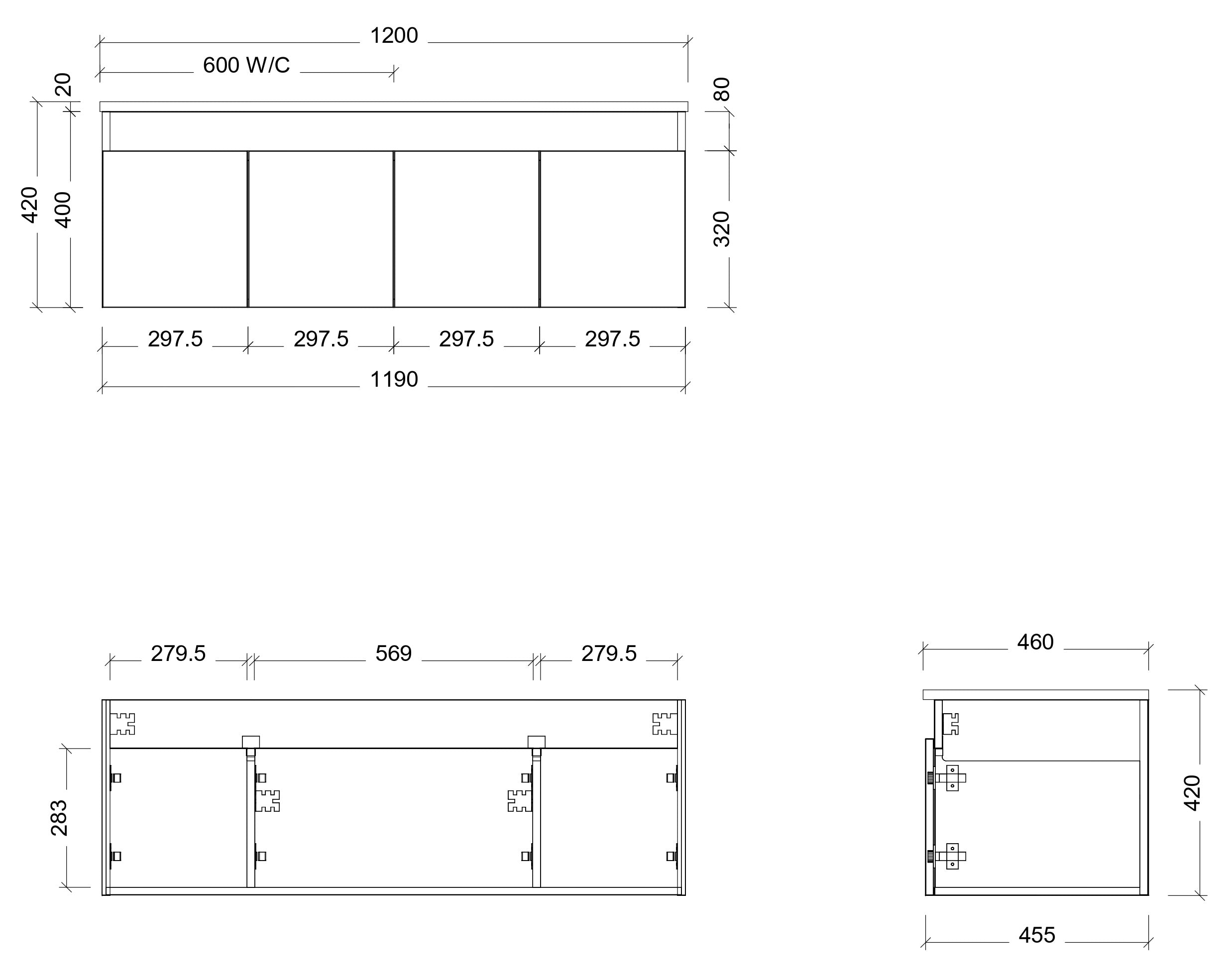 TIMBERLINE ROCKFORD CUSTOM WALL HUNG VANITY (ALL SIZING)