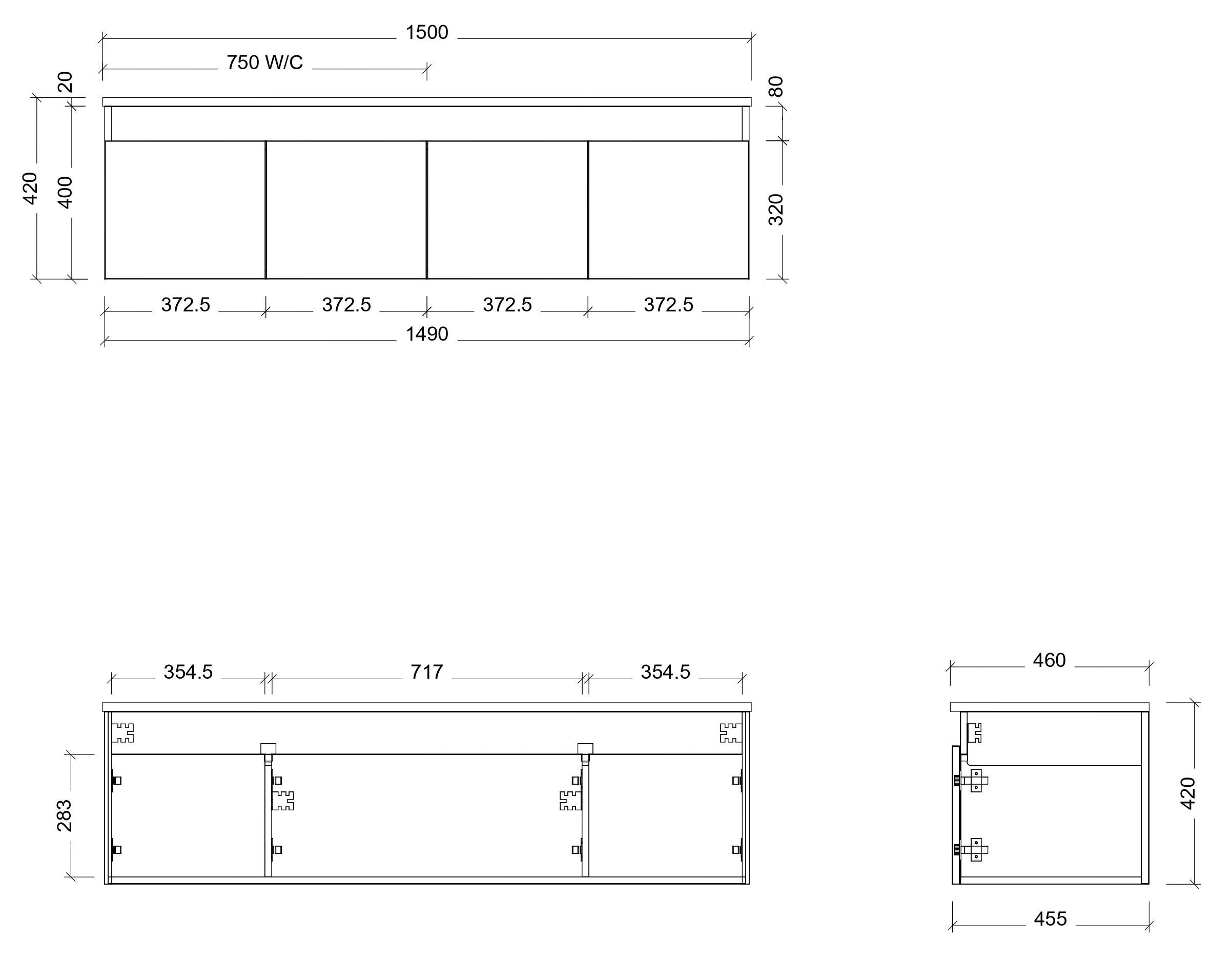 TIMBERLINE ROCKFORD CUSTOM WALL HUNG VANITY (ALL SIZING)