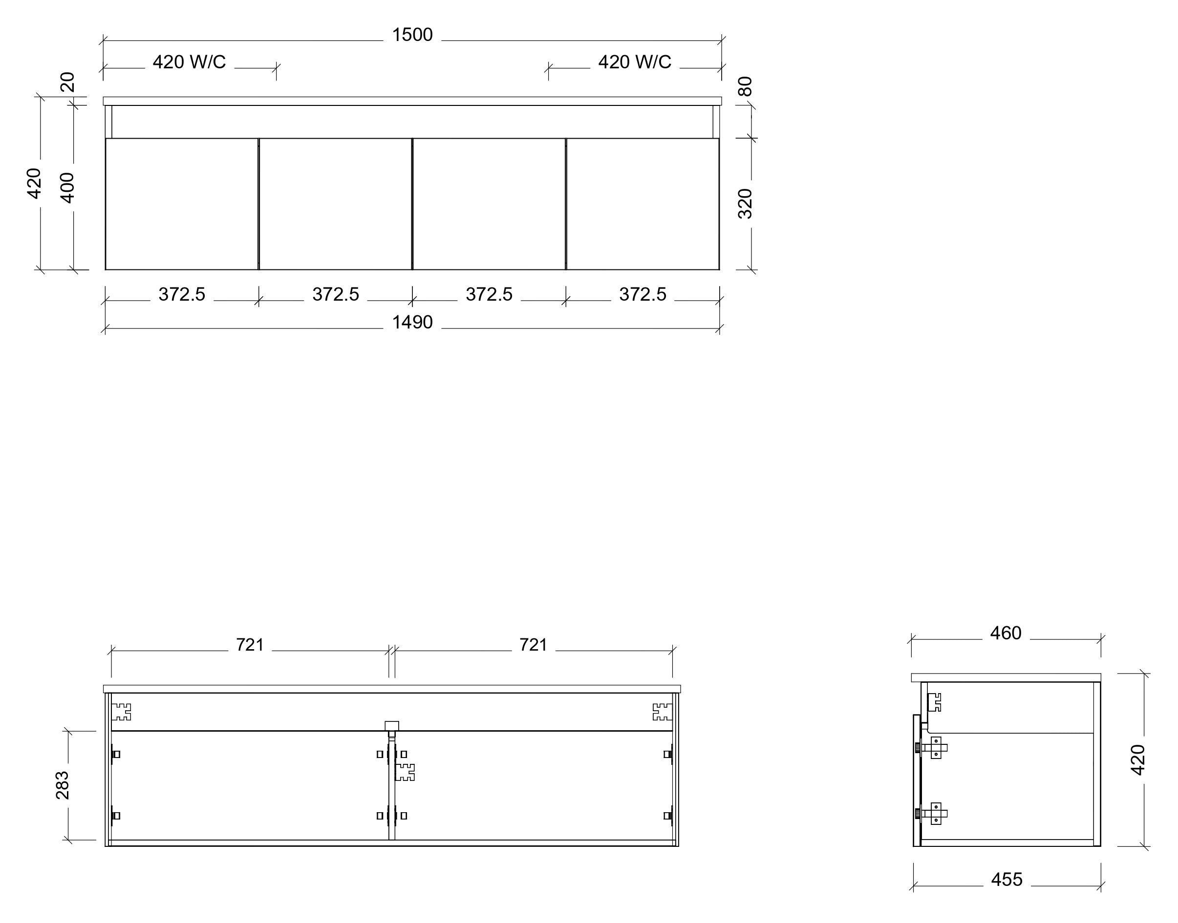 TIMBERLINE ROCKFORD CUSTOM WALL HUNG VANITY (ALL SIZING)