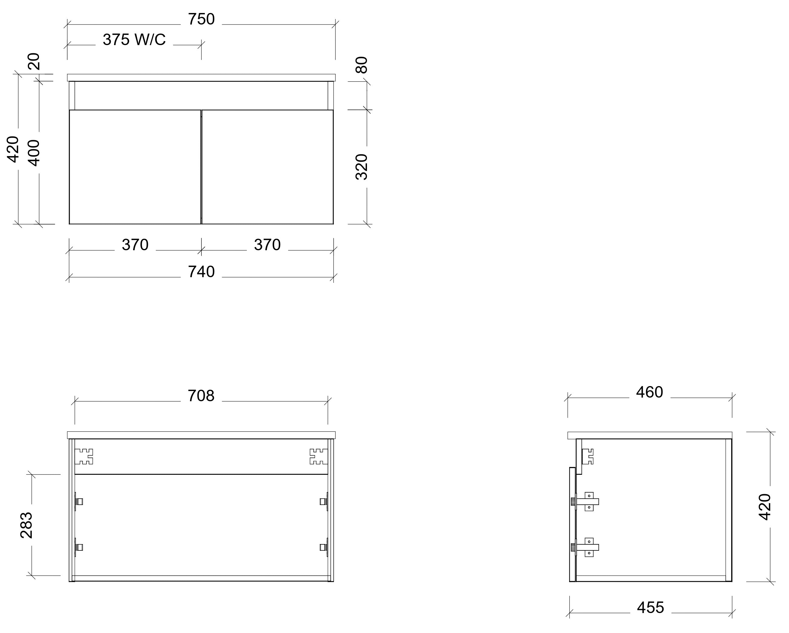 TIMBERLINE ROCKFORD CUSTOM WALL HUNG VANITY (ALL SIZING)