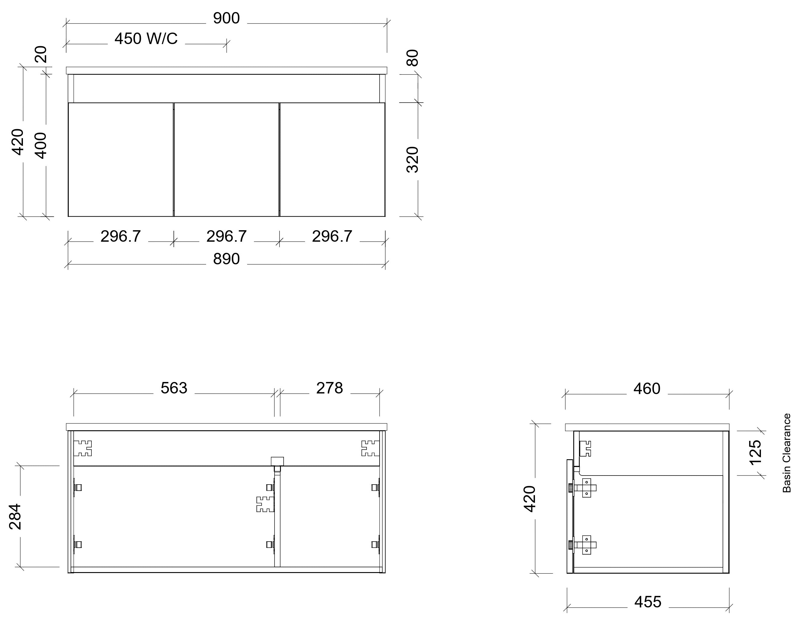 TIMBERLINE ROCKFORD CUSTOM WALL HUNG VANITY (ALL SIZING)