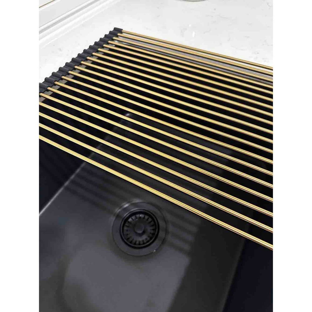 TURNER HASTINGS ROLL-UP SINK DRAINER 436MM BRUSHED BRASS