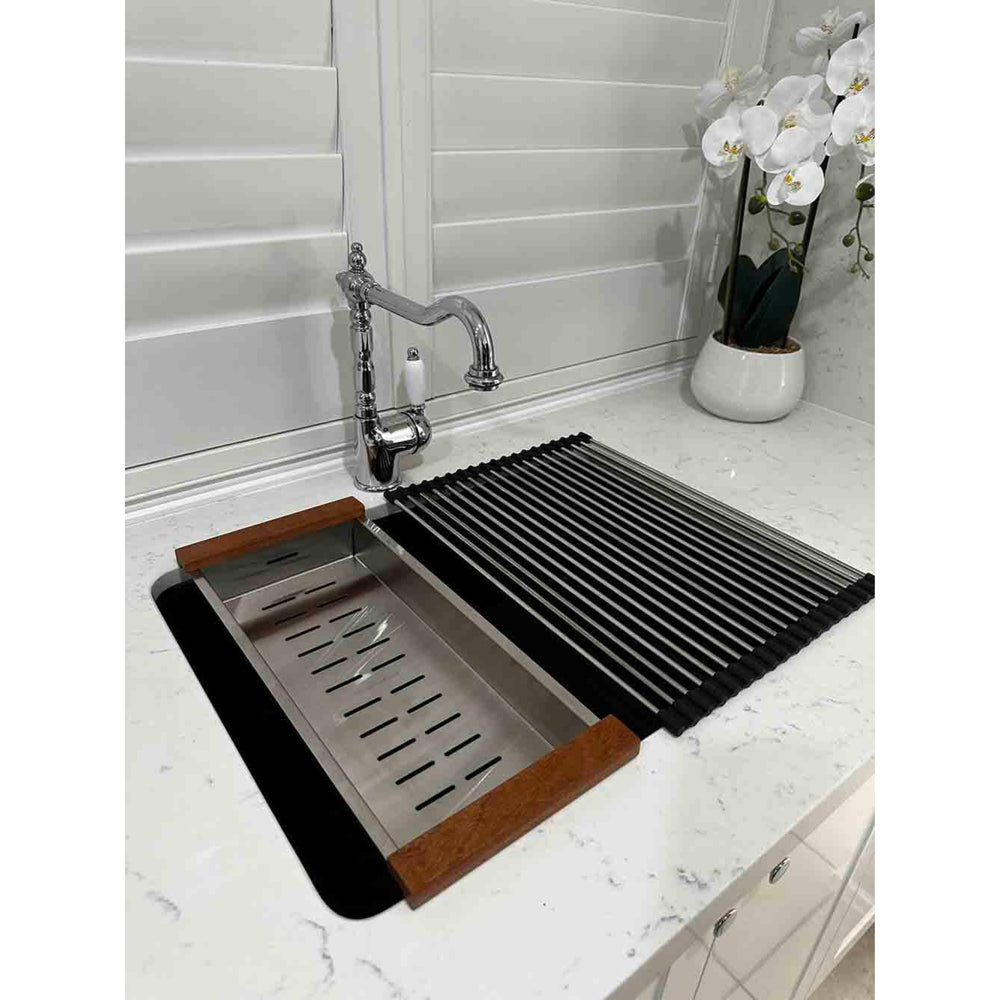 TURNER HASTINGS ROLL-UP SINK DRAINER 436MM STAINLESS STEEL