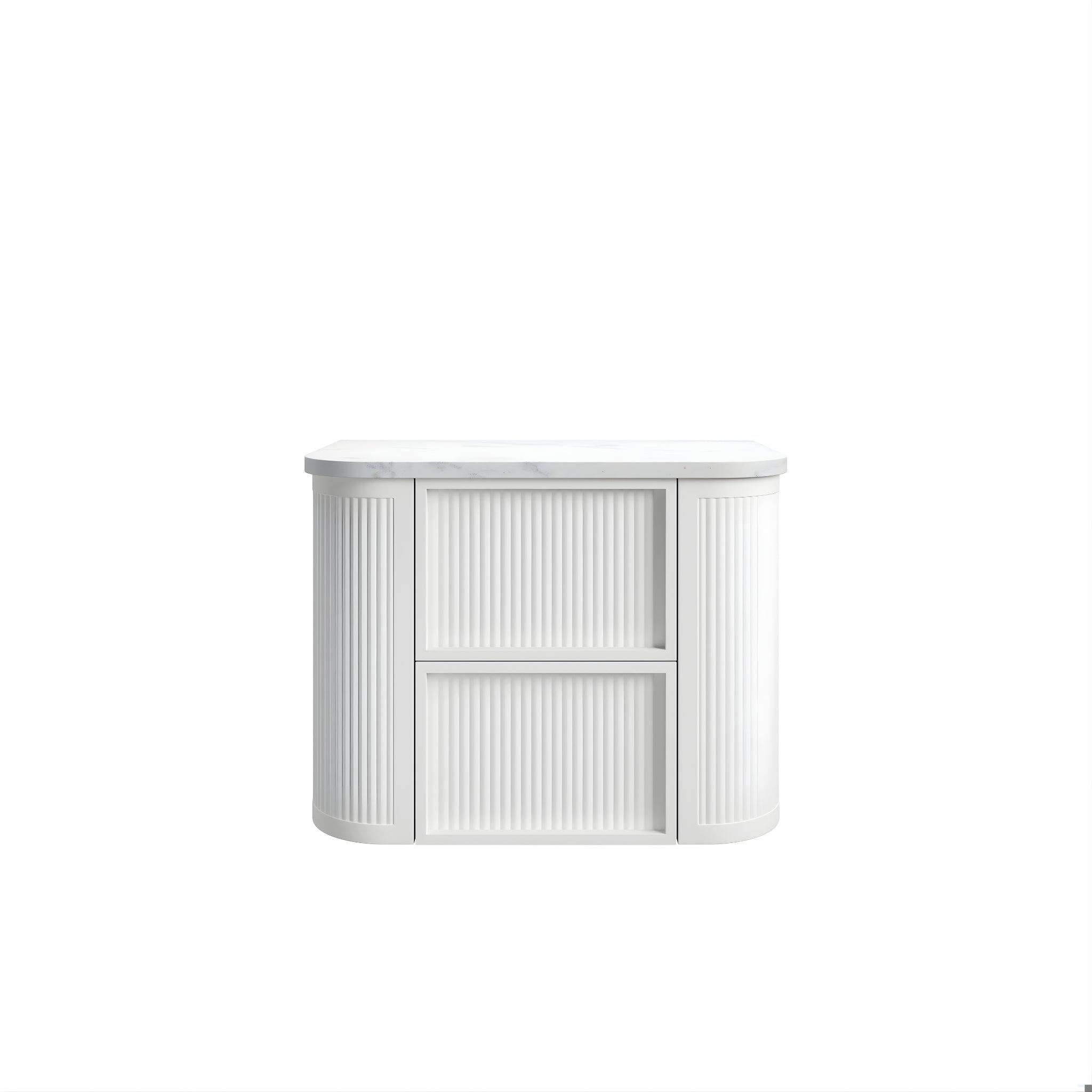 AULIC RAMEE CURVED MATTE WHITE 750MM SINGLE BOWL WALL HUNG VANITY