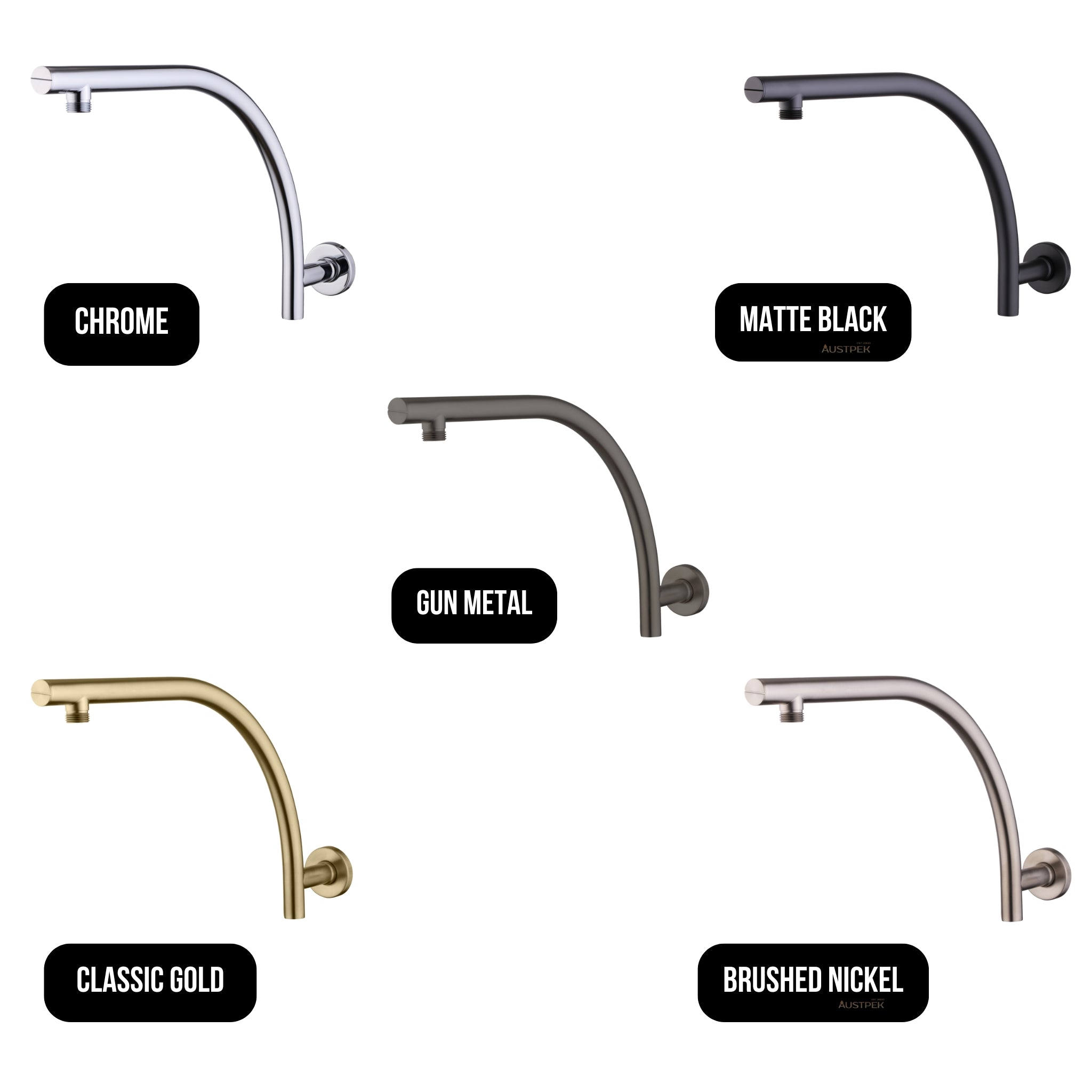 OLIVERI ROME RAISED WALL MOUNTED SHOWER ARM 400MM GUN METAL