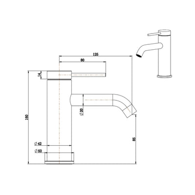 BELLA VISTA MICA LEAD FREE BASIN MIXER 160MM BLACK