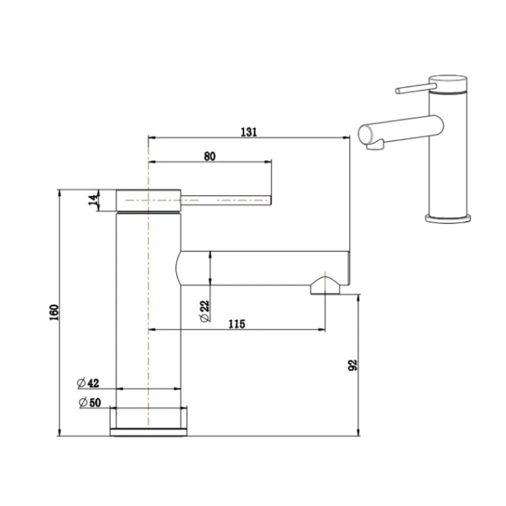 BELLA VISTA MICA BASIN MIXER STRAIGHT 160MM CHROME