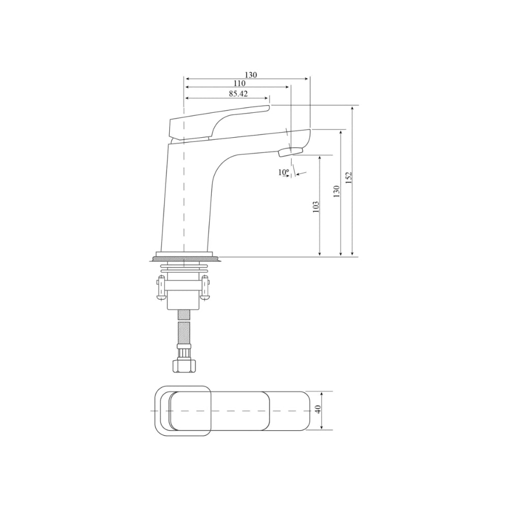 BELLA VISTA CHASER BASIN MIXER 152MM BLACK