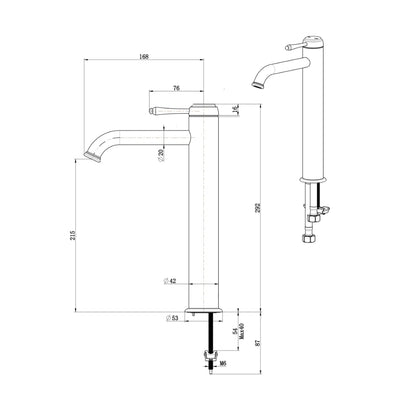 BELLA VISTA MICA HERITAGE LEAD FREE TALL BASIN MIXER 292MM BLACK