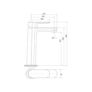 BELLA VISTA SUPRA TALL BASIN MIXER 259MM BLACK