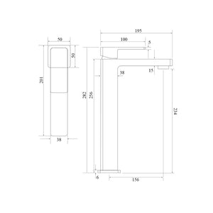 BELLA VISTA MILOS TALL BASIN MIXER 282MM BRUSHED NICKEL