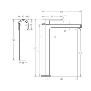 BELLA VISTA FLORES TALL BASIN MIXER 282MM BRUSHED NICKEL