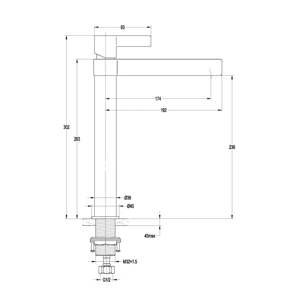 BELLA VISTA VIVO TALL BASIN MIXER 302MM CHROME