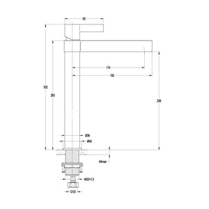 BELLA VISTA VIVO TALL BASIN MIXER 302MM CHROME