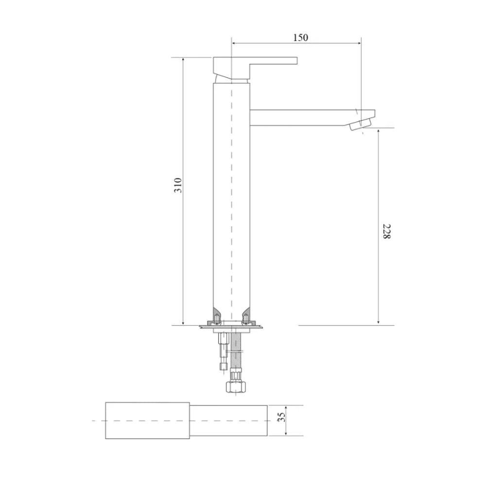 BELLA VISTA DEKO TALL BASIN MIXER 310MM CHROME