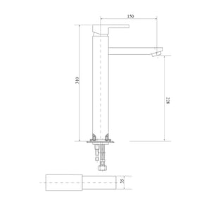 BELLA VISTA DEKO TALL BASIN MIXER 310MM CHROME