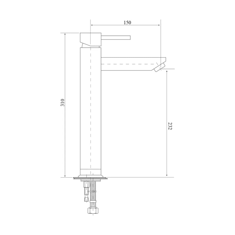 BELLA VISTA RACO TALL BASIN MIXER 310MM BLACK