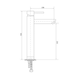 BELLA VISTA RACO TALL BASIN MIXER 310MM BLACK