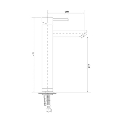 BELLA VISTA RACO TALL BASIN MIXER 310MM BLACK