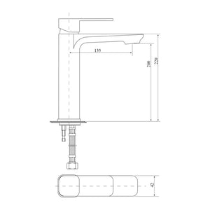 BELLA VISTA MIA TALL BASIN MIXER 220MM CHROME