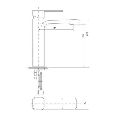 BELLA VISTA MIA TALL BASIN MIXER 220MM CHROME