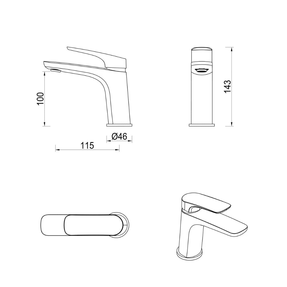 BELLA VISTA KAZA BASIN MIXER 143MM CHROME