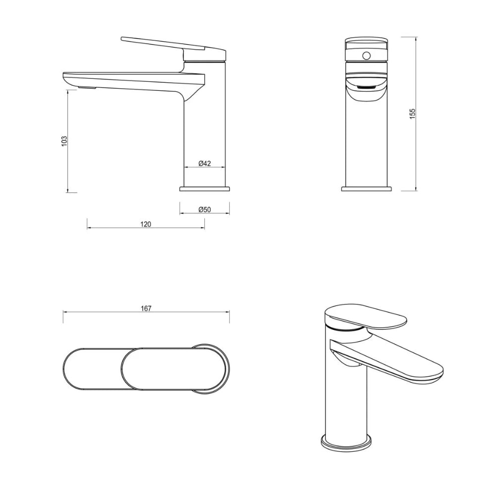 BELLA VISTA LANTRA BASIN MIXER 155MM CHROME