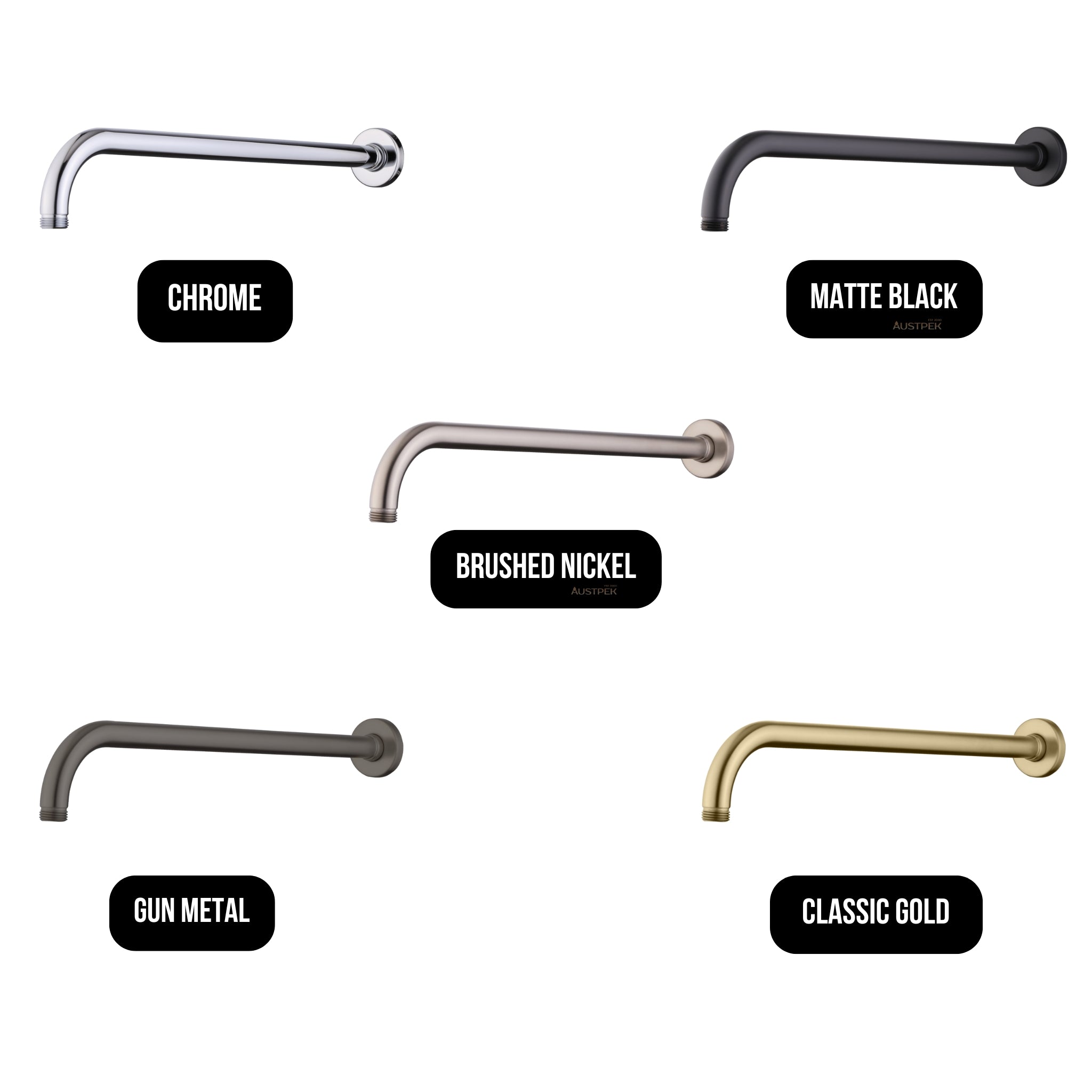 OLIVERI ROME WALL MOUNTED SHOWER ARM 400MM GUN METAL