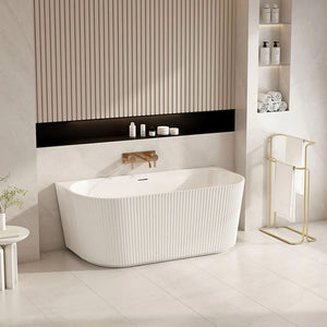MERCIO ROSE FLUTED BACK TO WALL BATHTUB MATTE WHITE (AVAILABLE IN 1500MM AND 1700MM)
