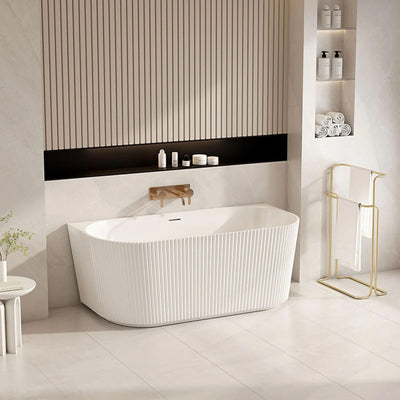 MERCIO ROSE FLUTED BACK TO WALL BATHTUB MATTE WHITE (AVAILABLE IN 1500MM AND 1700MM)