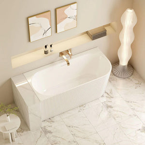 MERCIO ROSE V-GROOVE LEFT CORNER BATHTUB MATTE WHITE 1700MM
